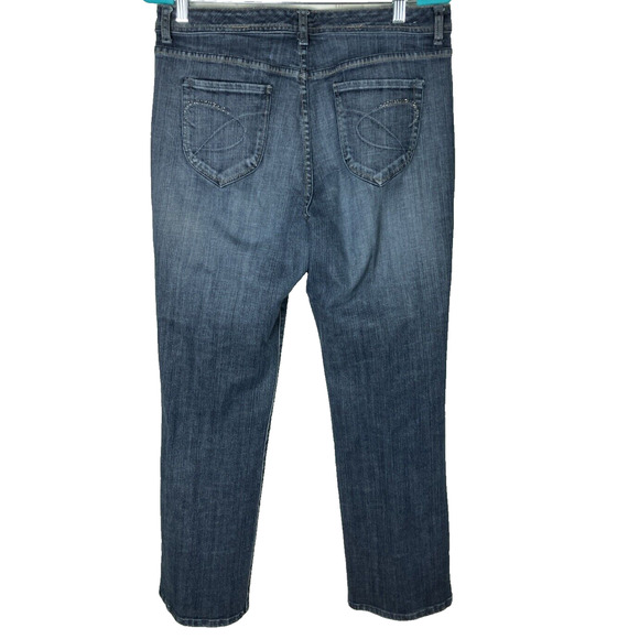 Chico's Women's Jeans Sz 2 (12) Straight Leg Rhinestones on Back Pocket - Picture 4 of 6